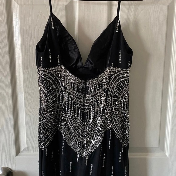 Jazy Couture Black Silk Formal Dress - Picture 5 of 6